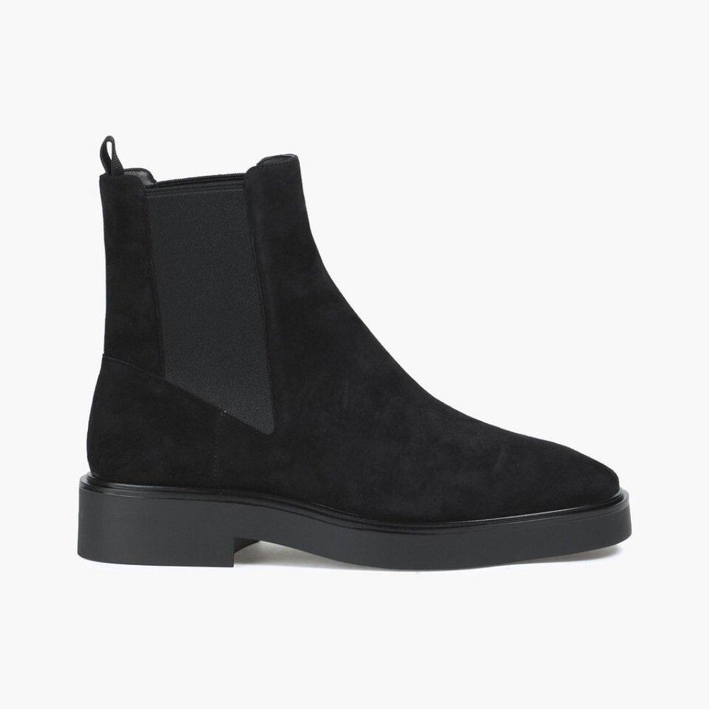 $600 STUART WEITZMAN Henley suede Chelsea boots PLATFORM BLACK 8.5 (PA5)
